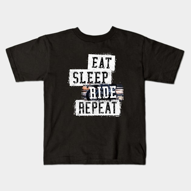 Eat. Sleep. Ride. Repeat. Kids T-Shirt by hoopoe